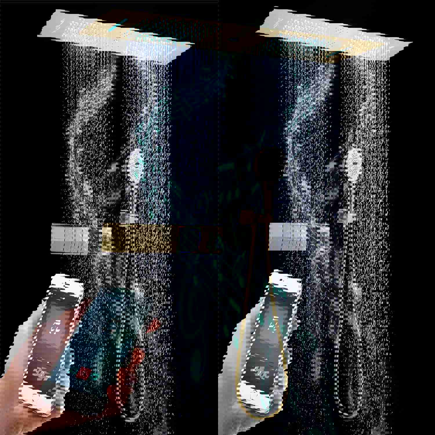 MALIBU 36-inch Complete LED Music Shower System with Digital Display and Thermostatic Valve