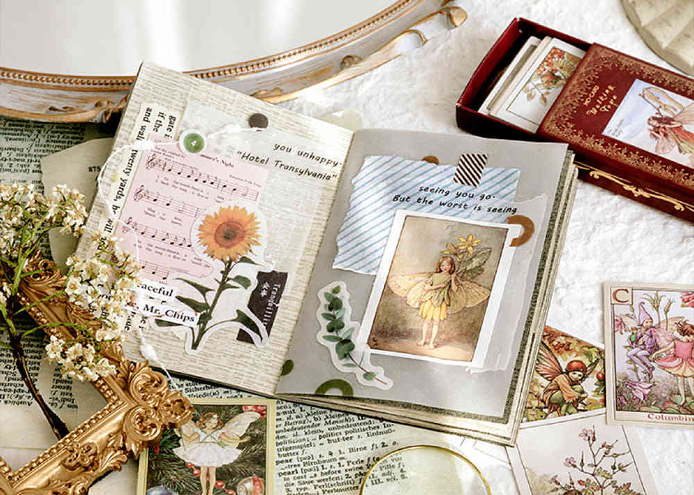 Vintage Flower Fairies Stickers Set - 50 Pack