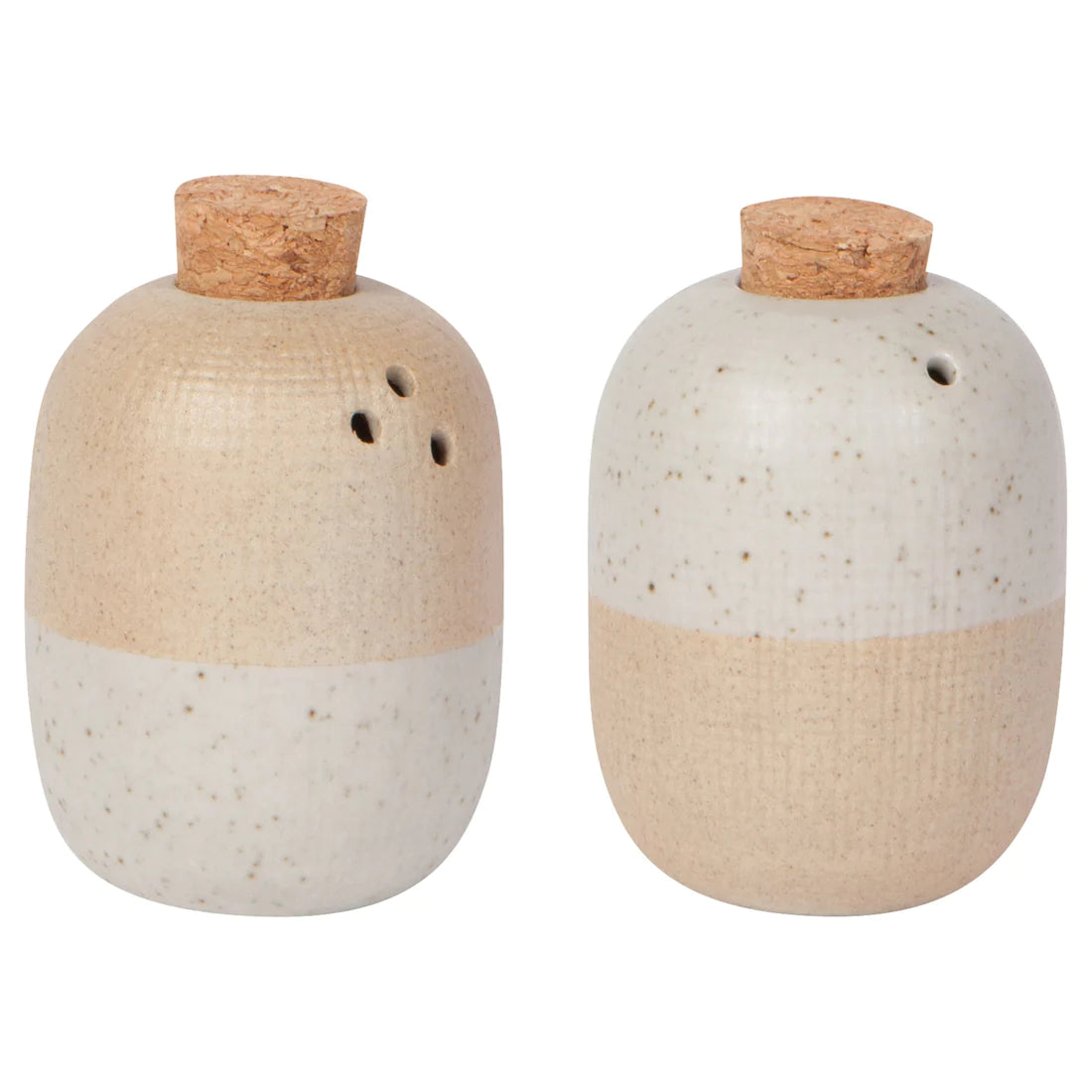 Rustic Stoneware Salt & Pepper Shakers, Set of 2