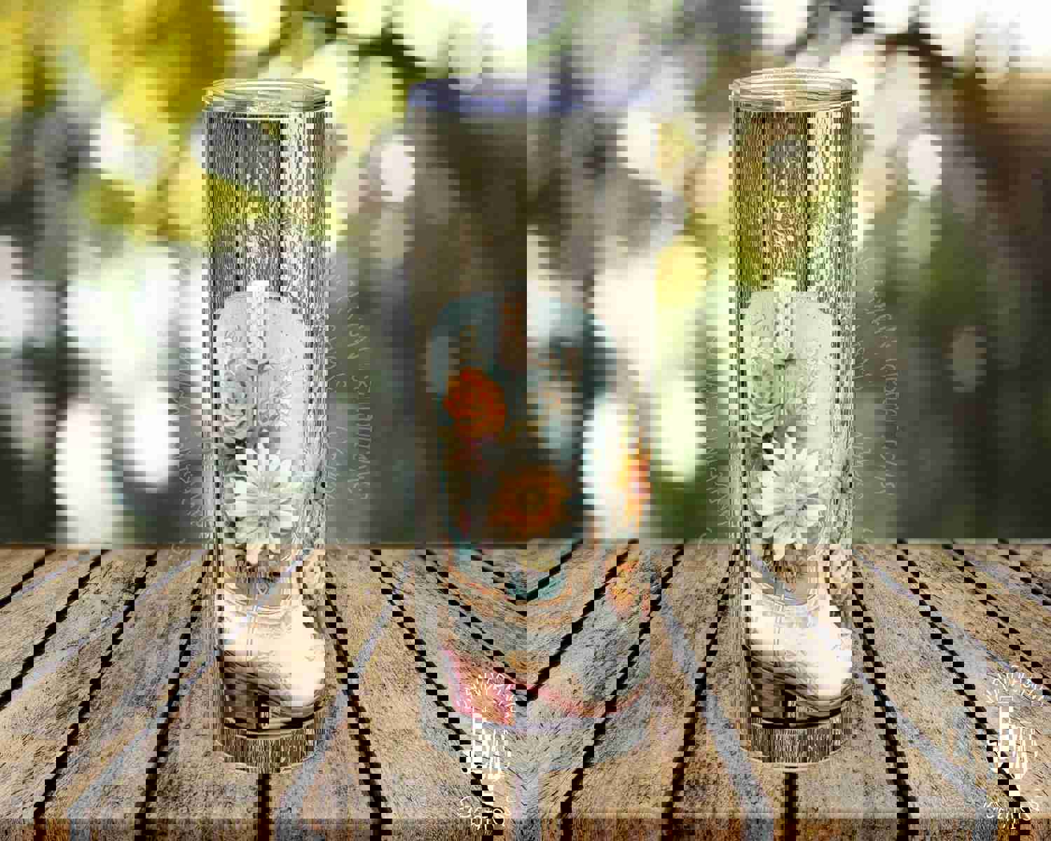 Faith-Inspired Boots with Flowers and Scripture Tumbler