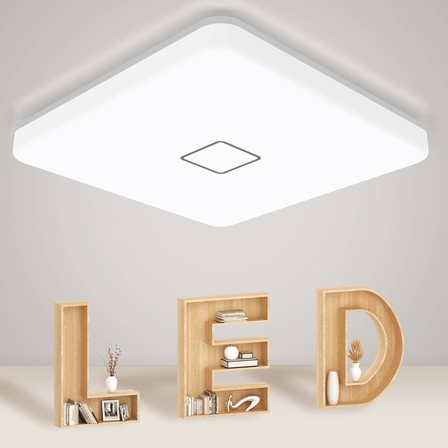 11 Inch Square LED Flush Mount Ceiling Light - 18W, 1800LM, 5000K, AC100-277V
