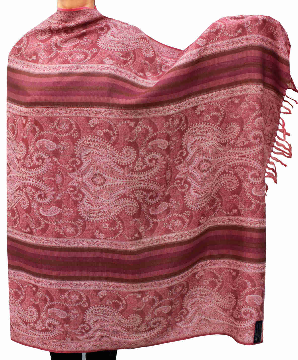 Women's Paisley Wool Shawl Wrap - Handmade in Kashmir (82 x 42 inches)