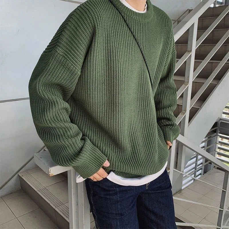 Nukty Men's Autumn Solid Color Wool Sweater - Slim Fit Korean Fashion Pullover