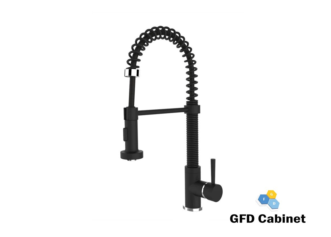 N88503B2 Single Handle Pull Down Kitchen Faucet With Spring Coil in Gold/Black/Brushed Nickel