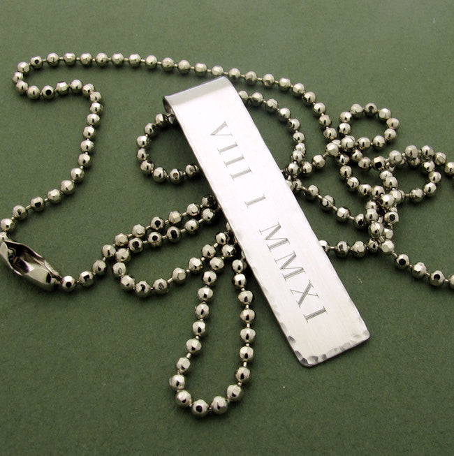 Custom Engraved Rectangular Pendant Necklace - Unisex Gift for Him & Her