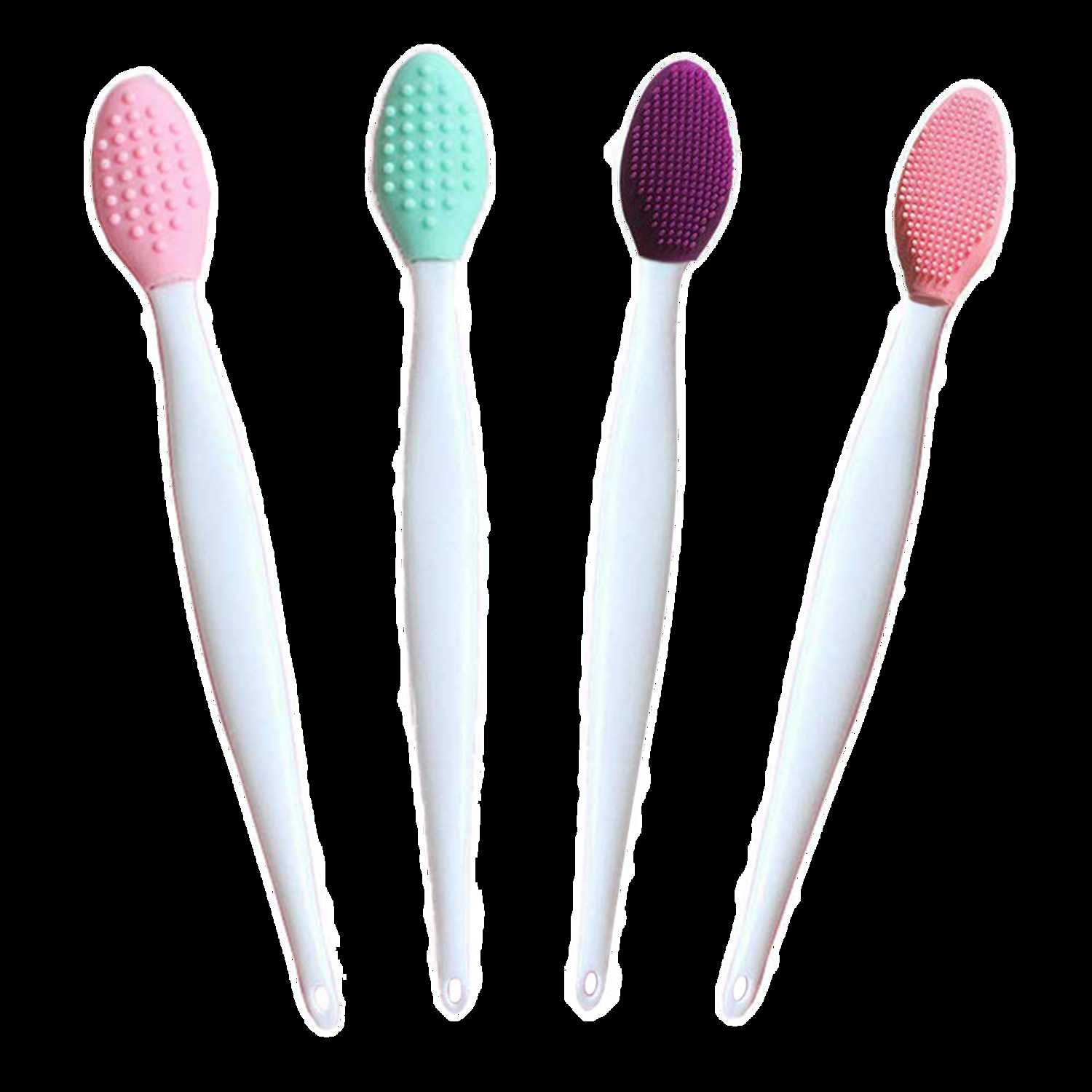 2 in 1 Double-Sided Silicone Lip Scrub Brush (4PCS) for Smoother Lips | Habbie Beauty