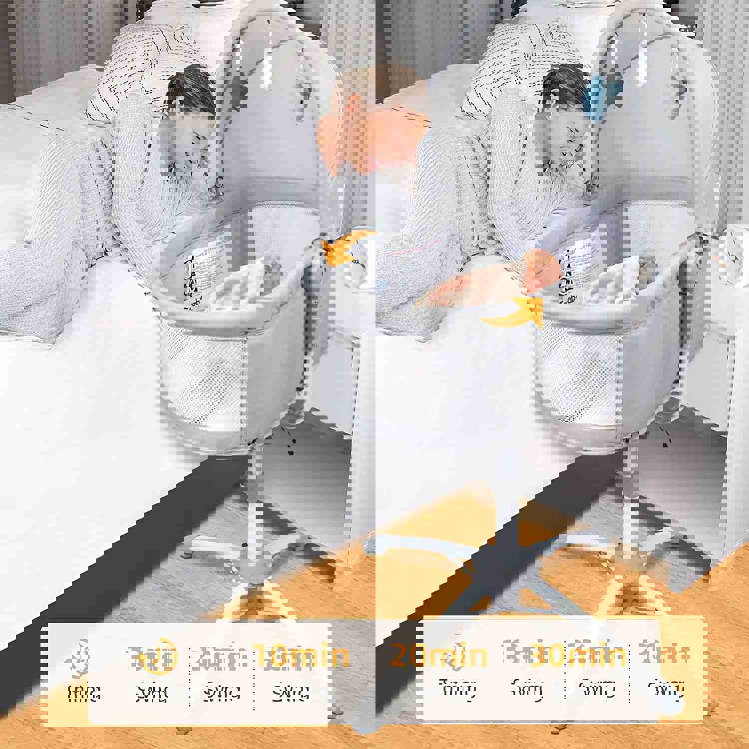 Ezebaby Electric Portable Baby Swing with Adjustable Bassinet & High Chair Feature