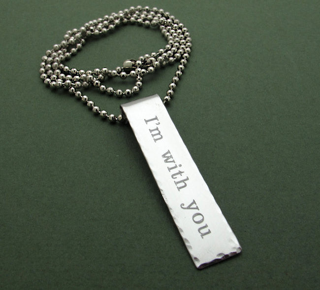 Custom Engraved Rectangular Pendant Necklace - Unisex Gift for Him & Her