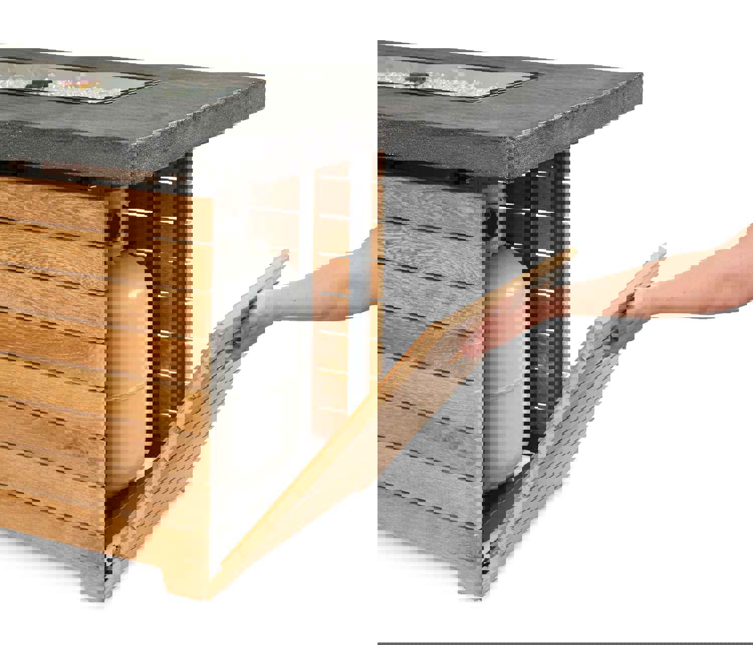 Outdoor Greatroom DAR-1224 Darien Concrete Top with Teak Gas Fire Pit Table