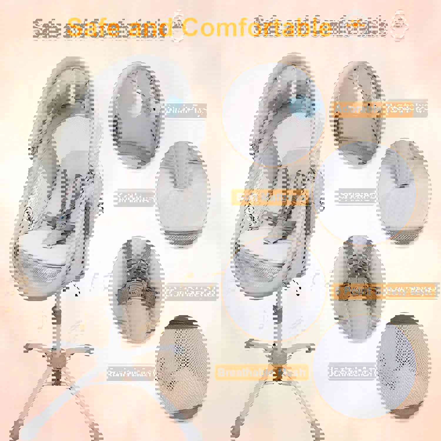 Ezebaby Electric Portable Baby Swing with Adjustable Bassinet & High Chair Feature