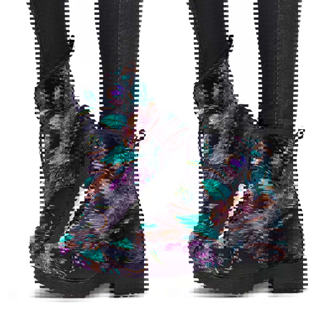 Handcrafted Ornate Floral Vegan Boots