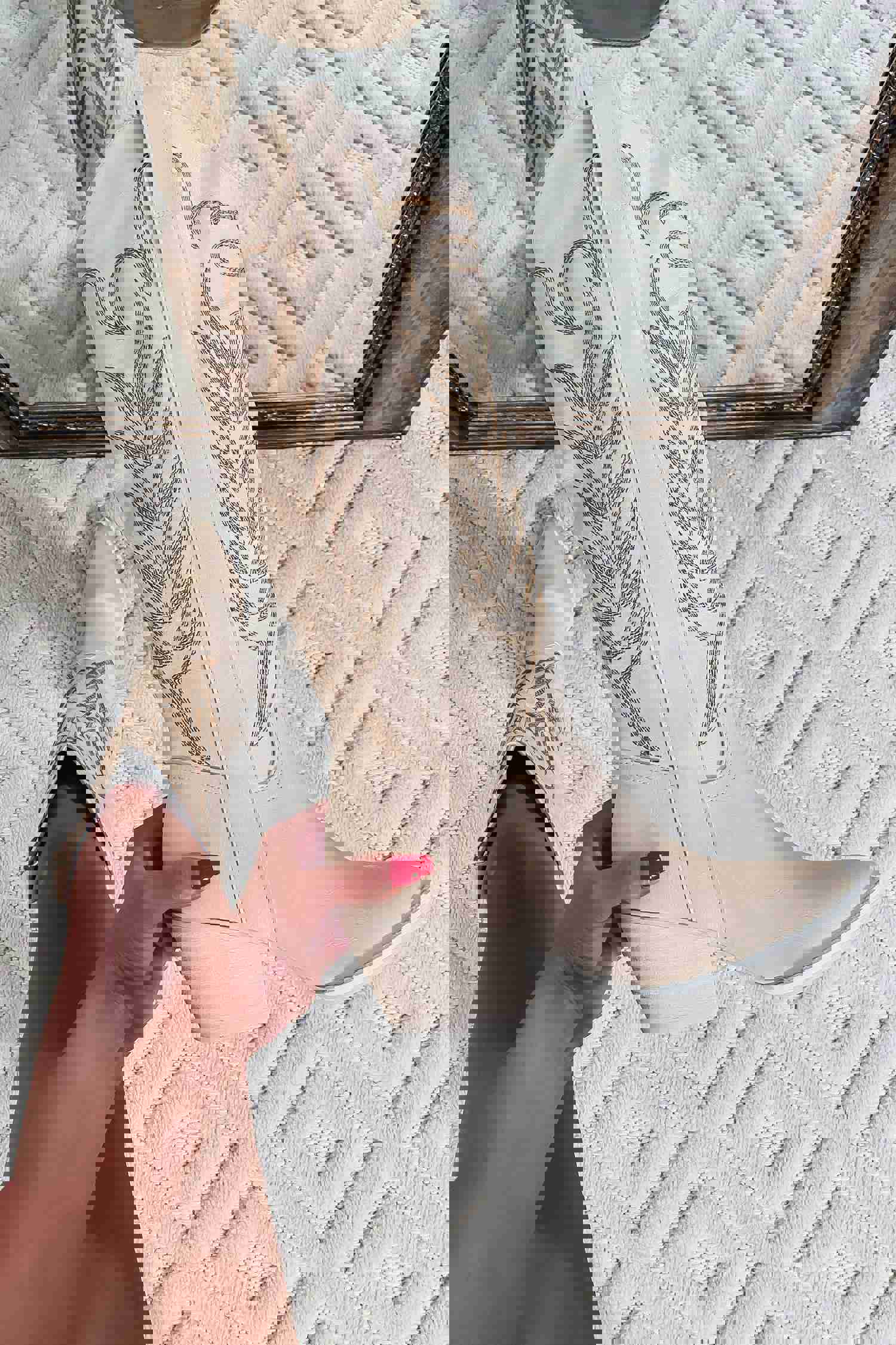 Kai Western Boot - Size 10 Left (Off White Vegan Synthetic Leather)