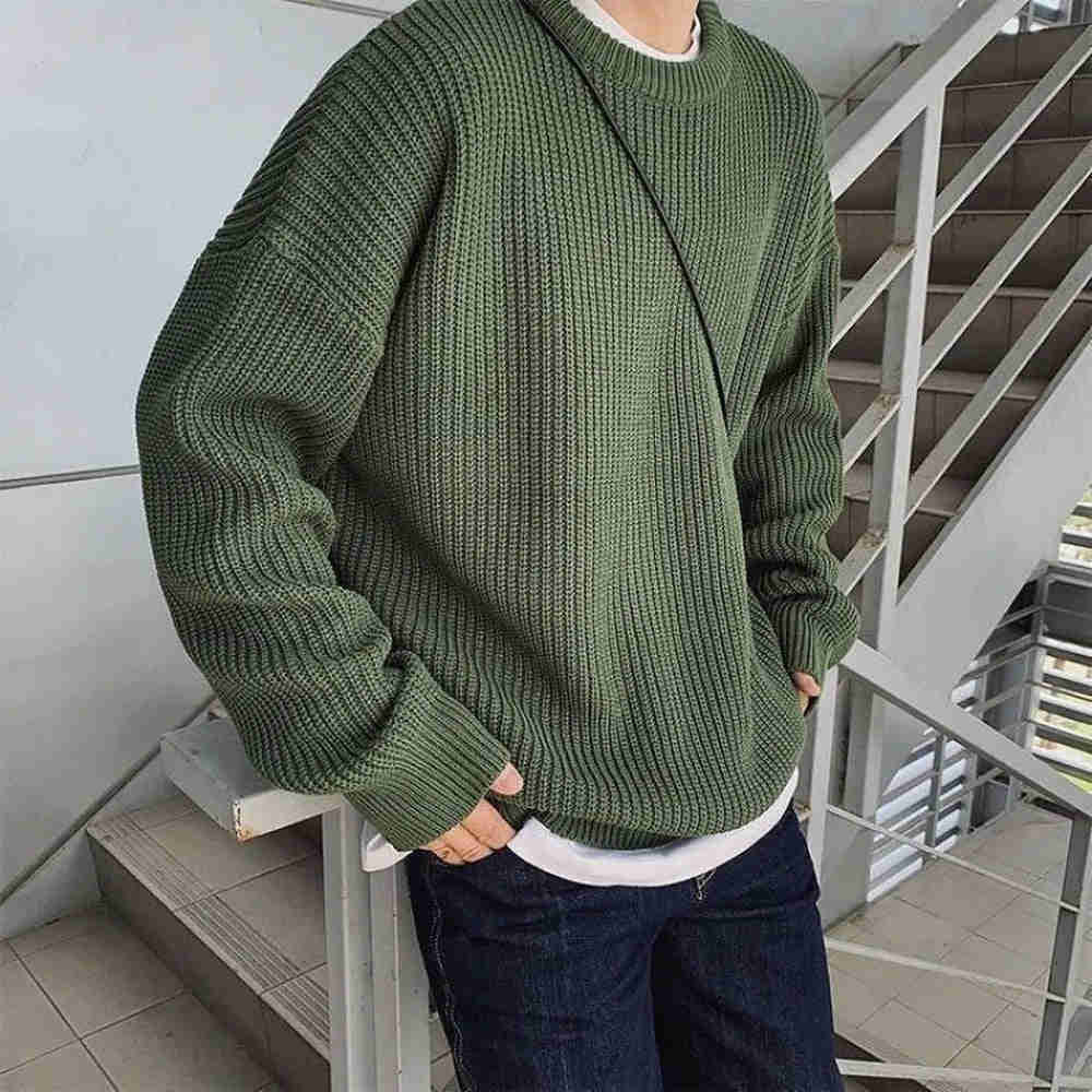 Nukty Men's Autumn Solid Color Wool Sweater - Slim Fit Korean Fashion Pullover
