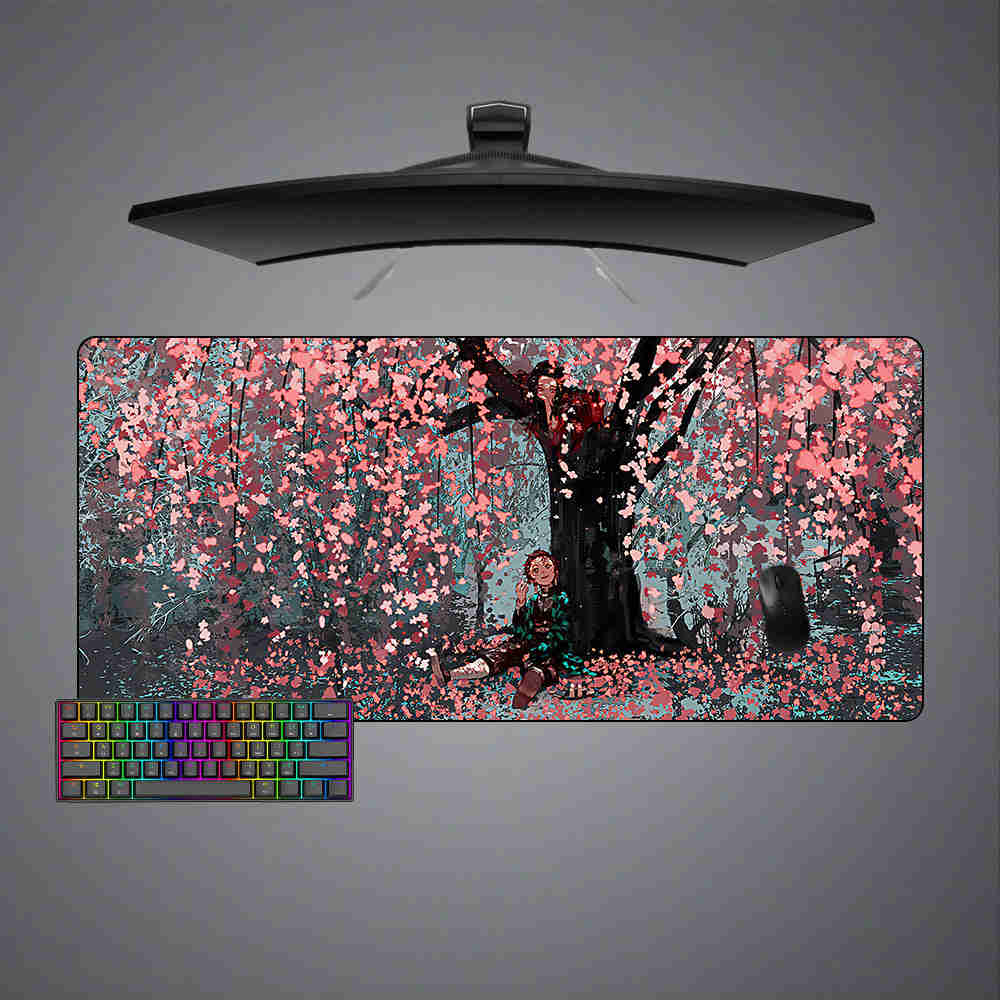Demon Slayer Sakura Design Gaming Mouse Pad - M-XXL Size for Computer Desk