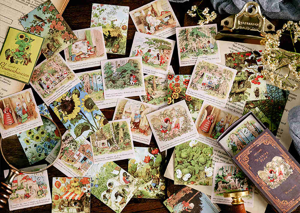 Vintage Flower Fairies Stickers Set - 50 Pack