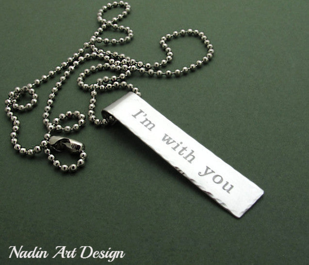 Custom Engraved Rectangular Pendant Necklace - Unisex Gift for Him & Her