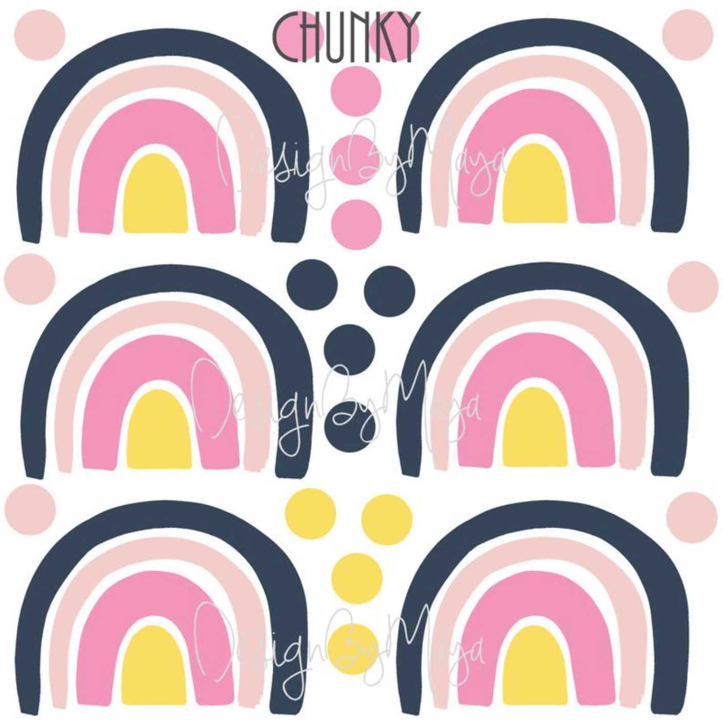 Pink and Gold Rainbows - Fabric Nursery Wall Art Decals for Baby Rooms