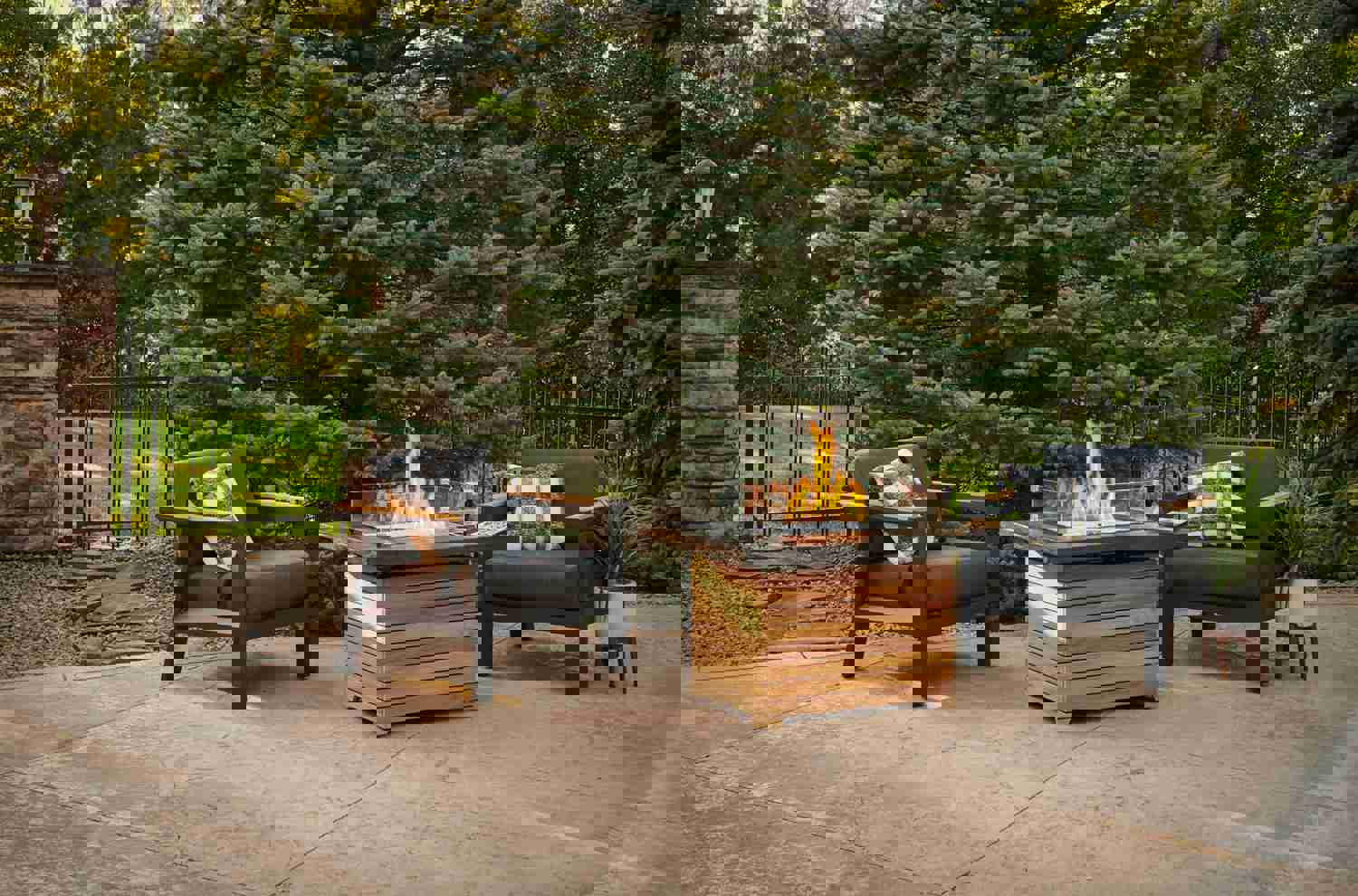 Outdoor Greatroom DAR-1224 Darien Concrete Top with Teak Gas Fire Pit Table