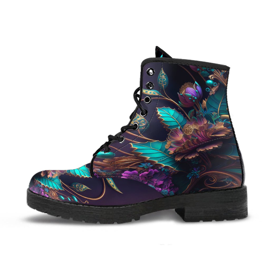 Handcrafted Ornate Floral Vegan Boots
