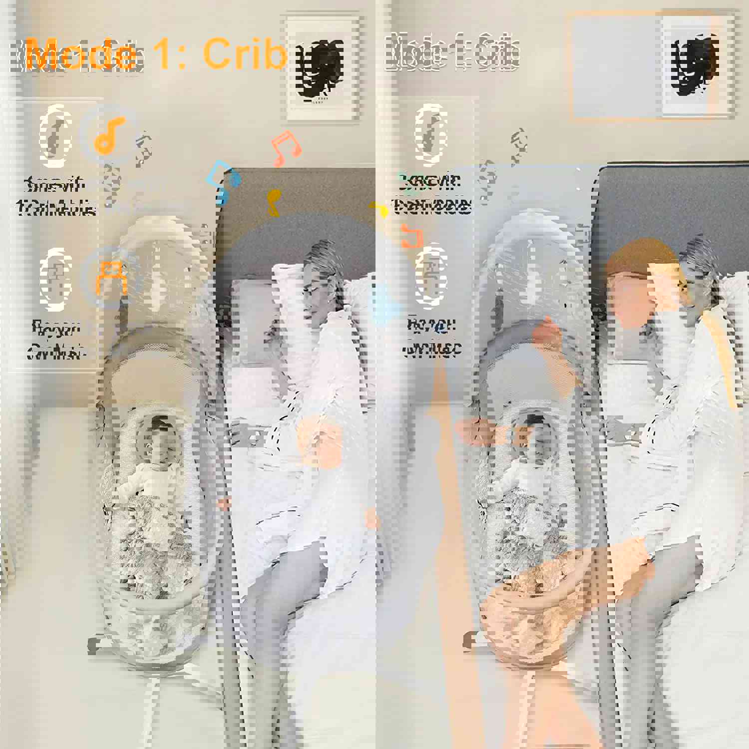 Ezebaby Electric Portable Baby Swing with Adjustable Bassinet & High Chair Feature