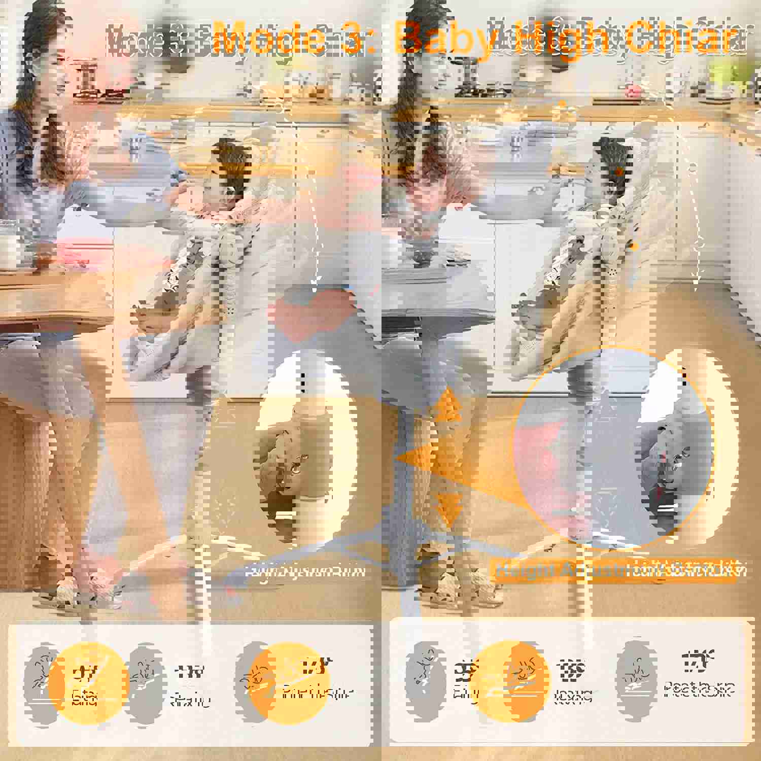 Ezebaby Electric Portable Baby Swing with Adjustable Bassinet & High Chair Feature