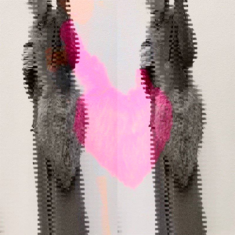 Winter Fleece Heart Shape Crossbody Bag for Women - Plush Large Capacity Love Shoulder Bag