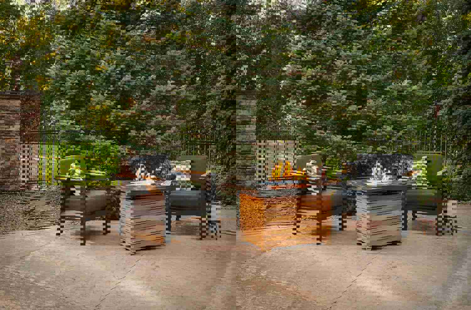 Outdoor Greatroom DAR-1224 Darien Concrete Top with Teak Gas Fire Pit Table