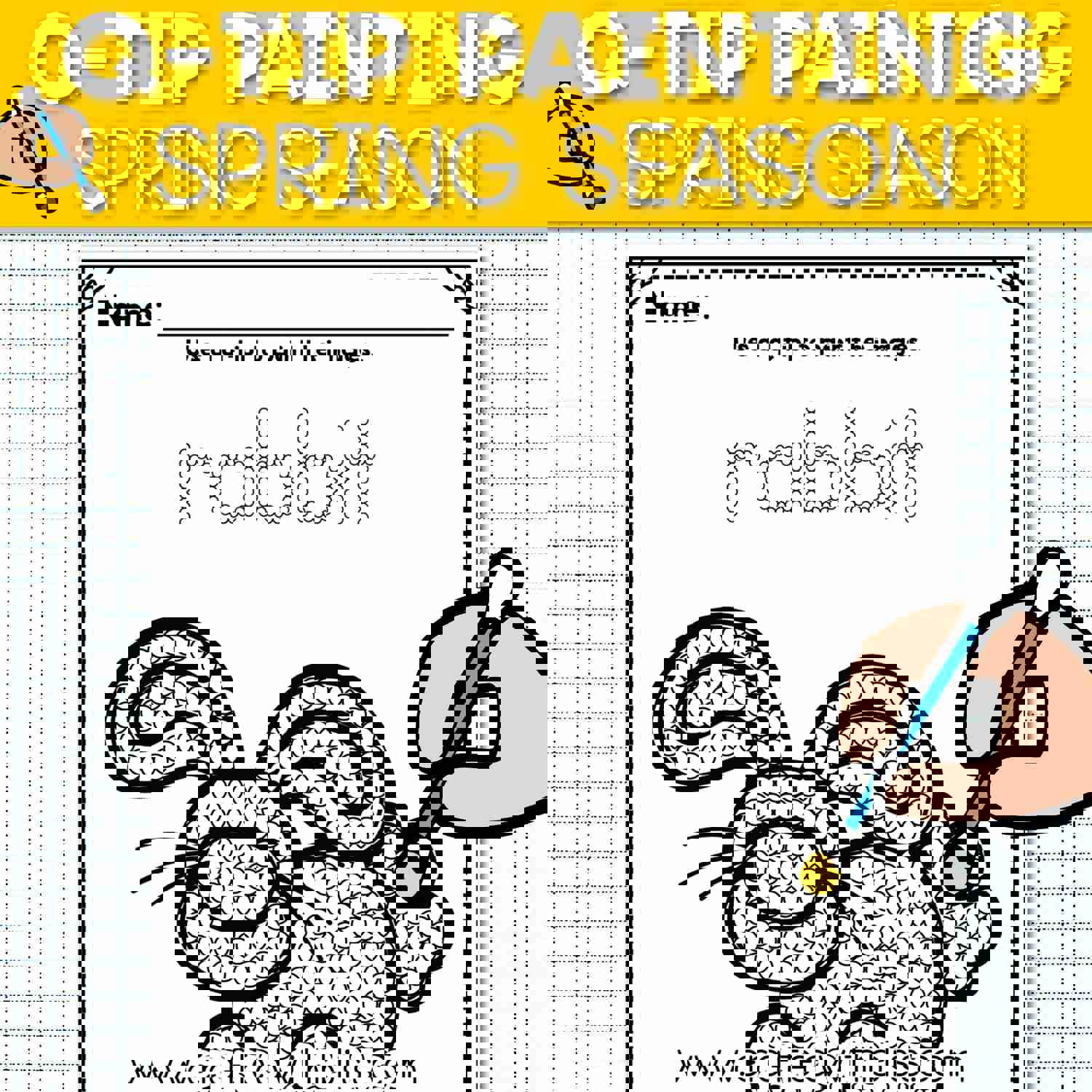 Spring Q-Tip Painting Activity Kit - Fine Motor Skills & Creativity Enhancer