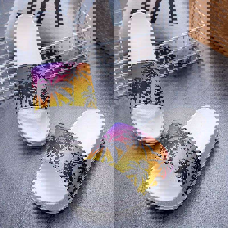 Unisex Trendy Coconut Tree Pattern Slippers - Non-Slip Comfort for Indoor & Outdoor Use