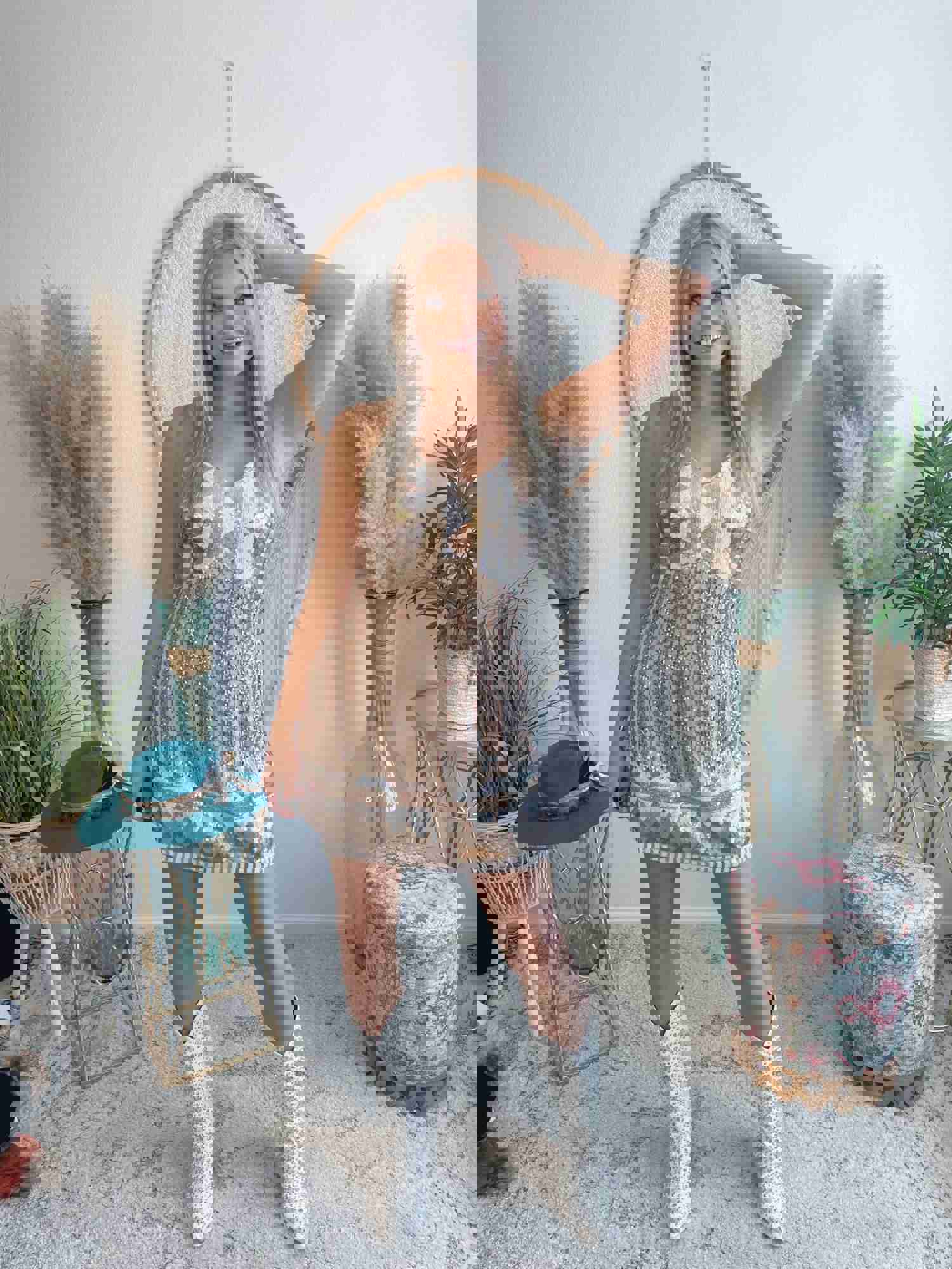 Rhinestone Cowgirl Studded Boots - Vegan Leather with Lightweight Heel