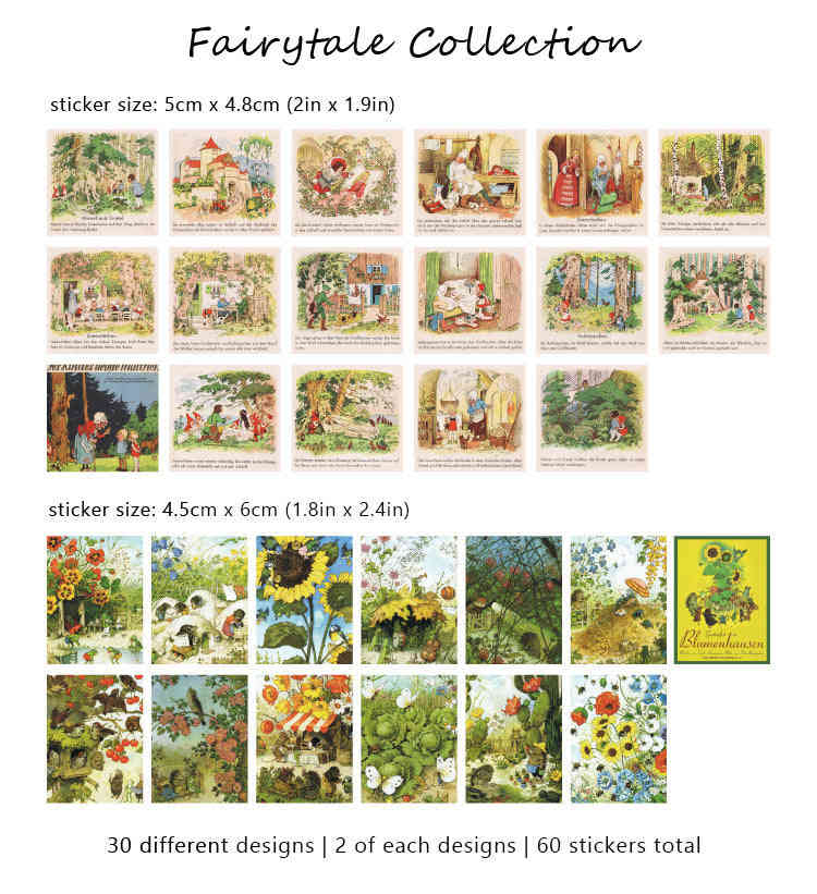Vintage Flower Fairies Stickers Set - 50 Pack