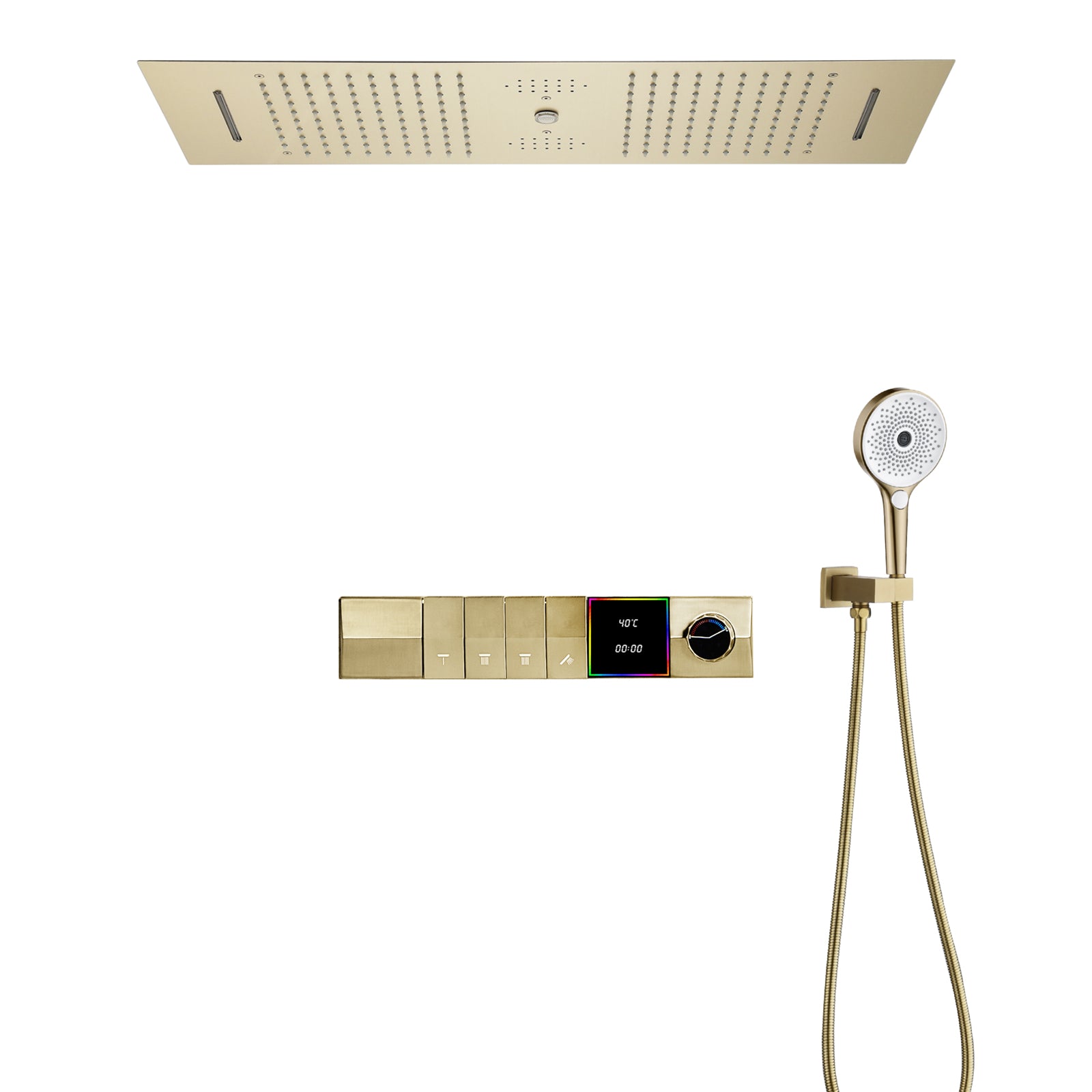 MALIBU 36-inch Complete LED Music Shower System with Digital Display and Thermostatic Valve