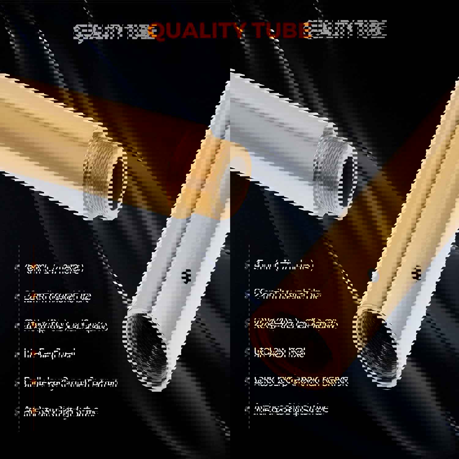 Professional Spinning & Static Stripper Pole for Home, Gym, and Party - Gold (2.235-2.745m / 7.33-9ft)