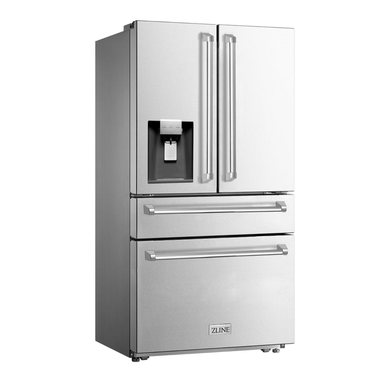 ZLINE 36 In. French Door Refrigerator with Water Dispenser and Ice Maker in Fingerprint Resistant Stainless Steel