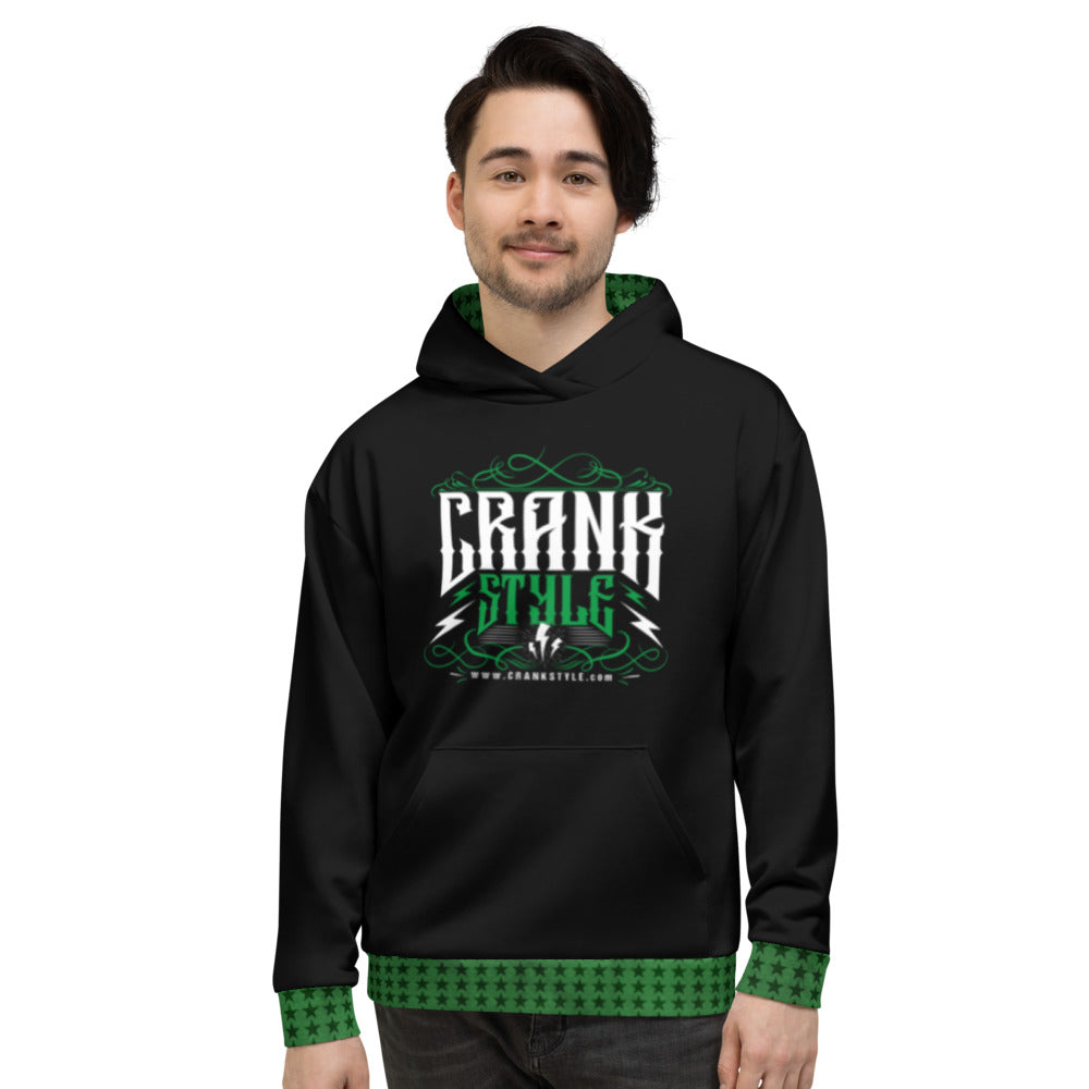 Unisex Vintage Green & White Star Hoodie - Comfortable and Stylish