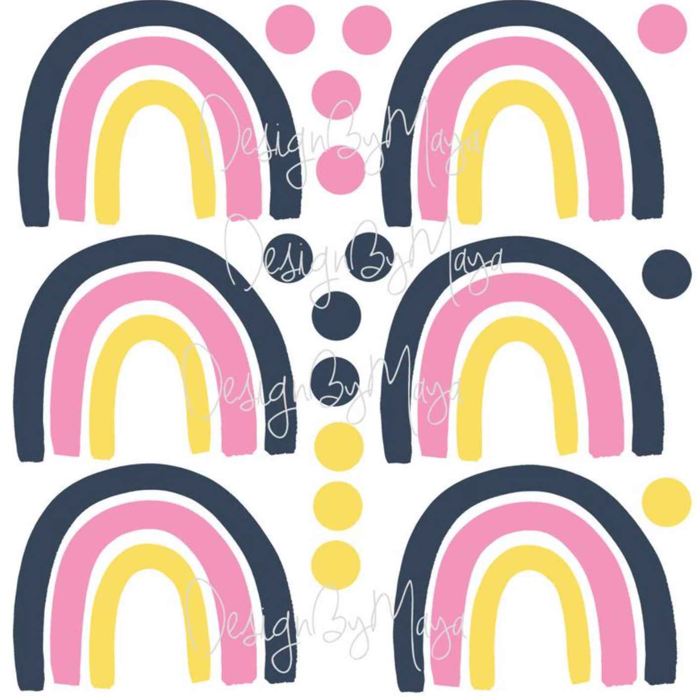 Pink and Gold Rainbows - Fabric Nursery Wall Art Decals for Baby Rooms