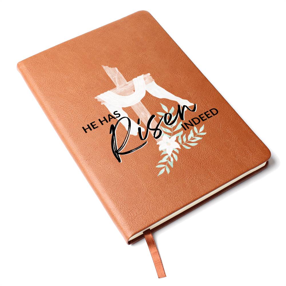 Christian Notebook - He Has Risen - Inspirational Leather Journal