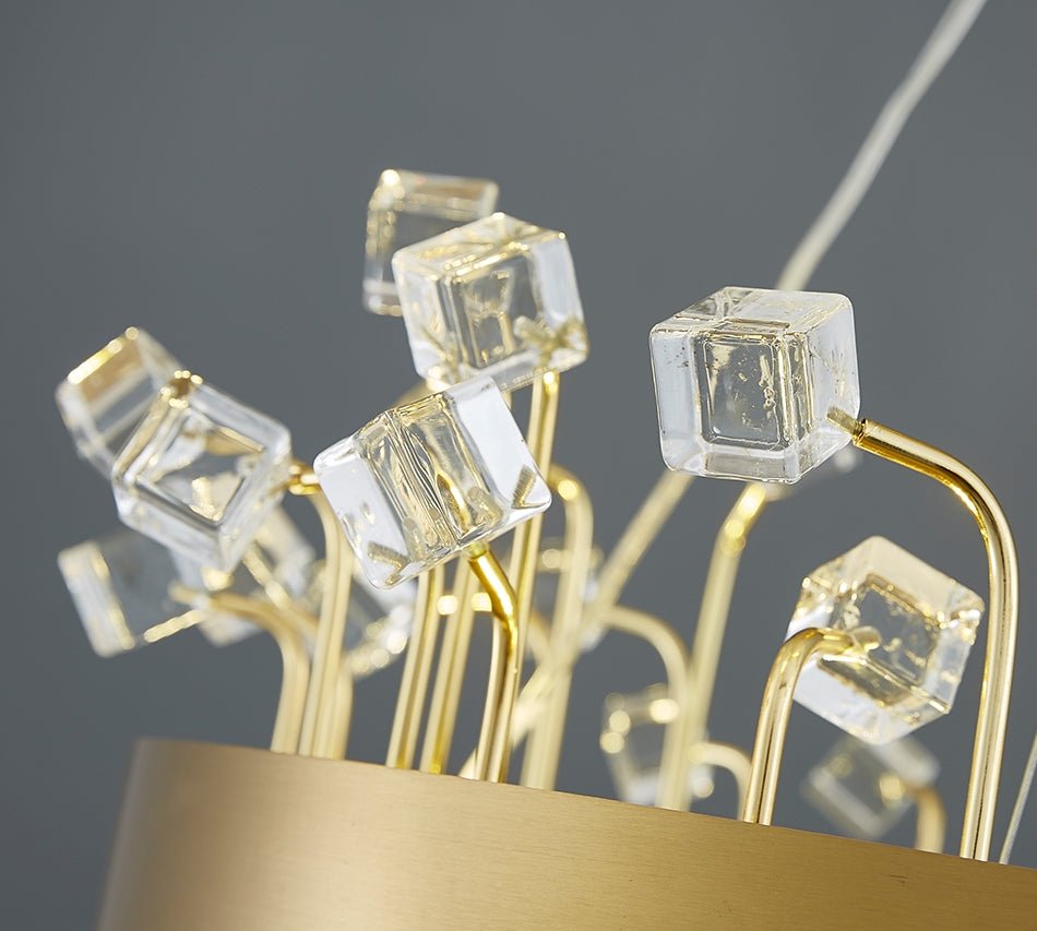 MIRODEMI® Gold Rectangle Colorful Crystal Chandelier for Living Room & Kitchen