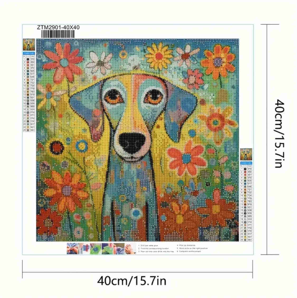 Diamond Painting Kit - Watercolor Dog Design for DIY Craft Enthusiasts