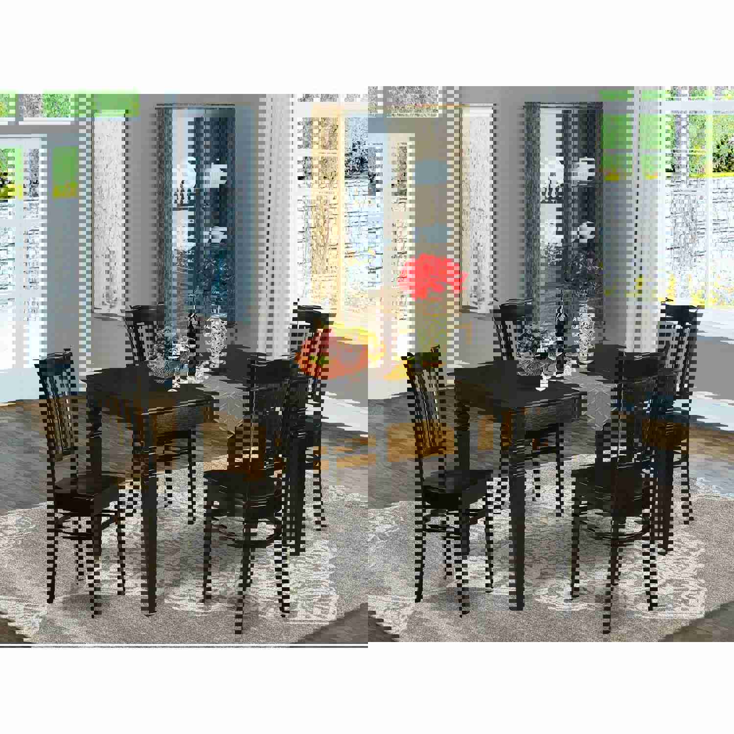 East West Furniture WEGR5-BLK-W 5 Piece Modern Dining Table Set with 4 Chairs, Black