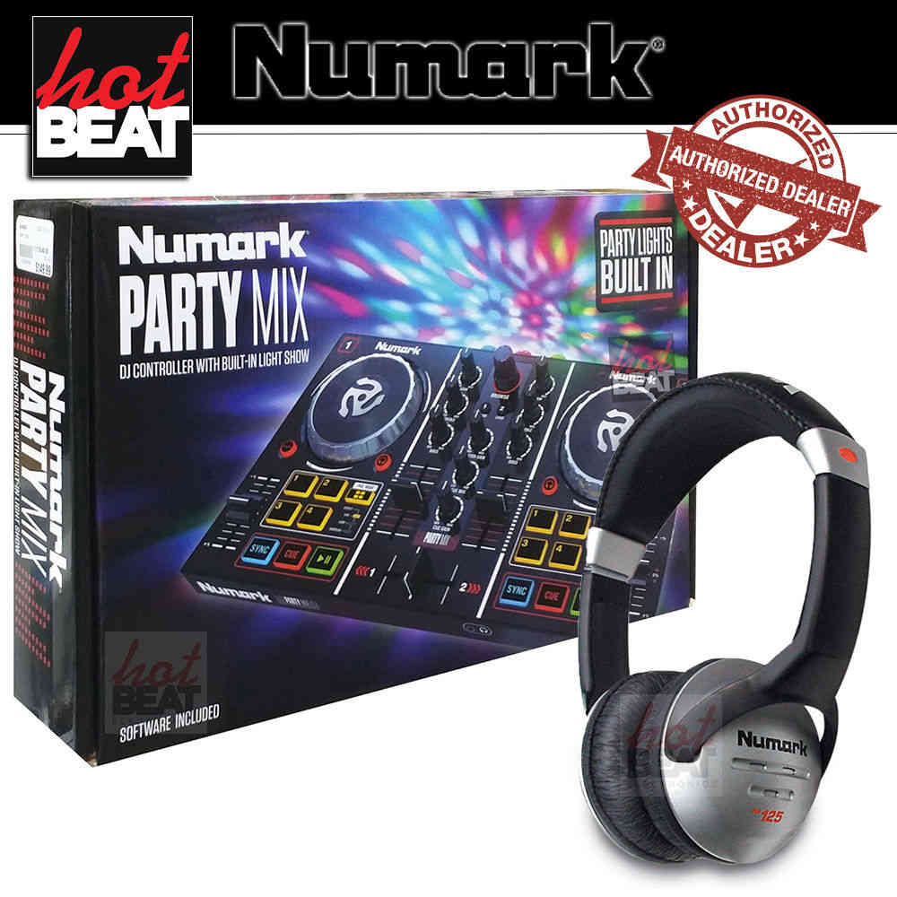 Numark PartyMix DJ Controller with Built-in Lightshow + HF125 Headphones