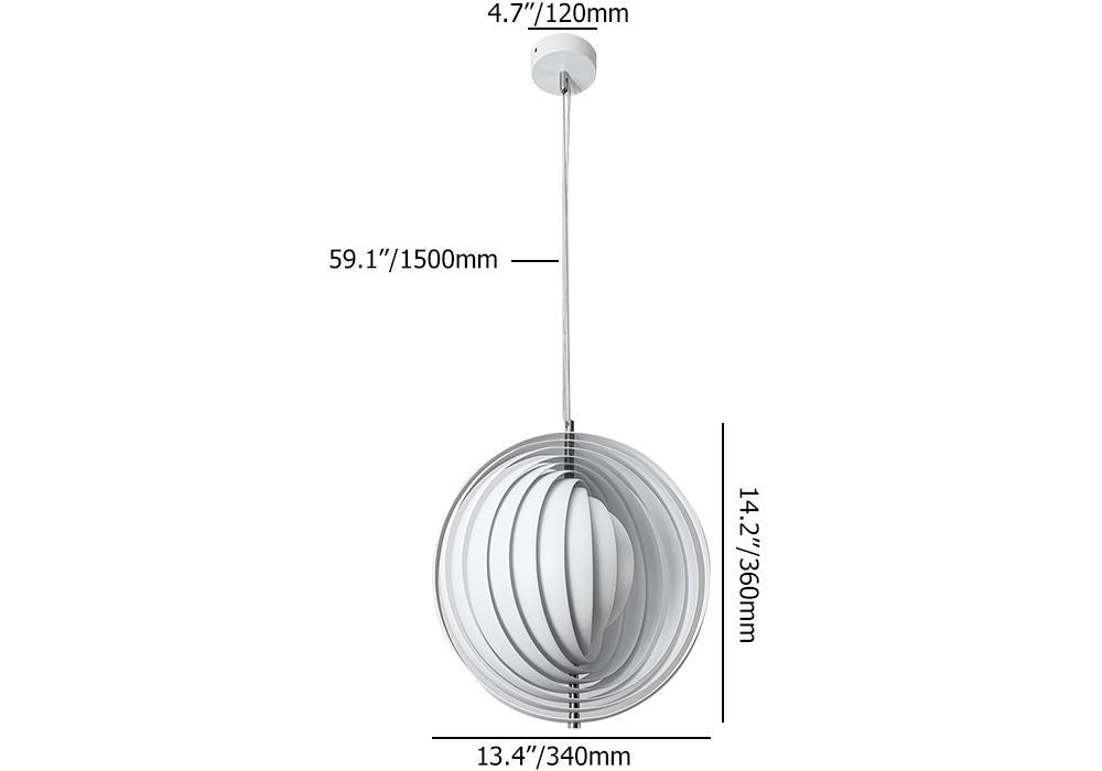 Rotatable Modern 1-Light Globe Metal Pendant Light in White