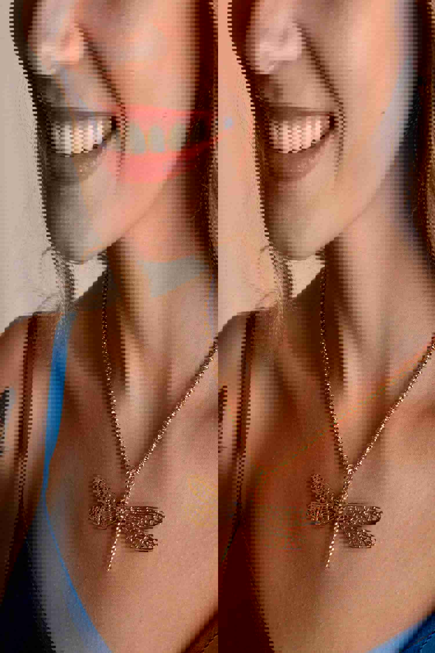 Large Dragonfly Pendant in Gold - 925 Silver with 24k Yellow Gold Finish