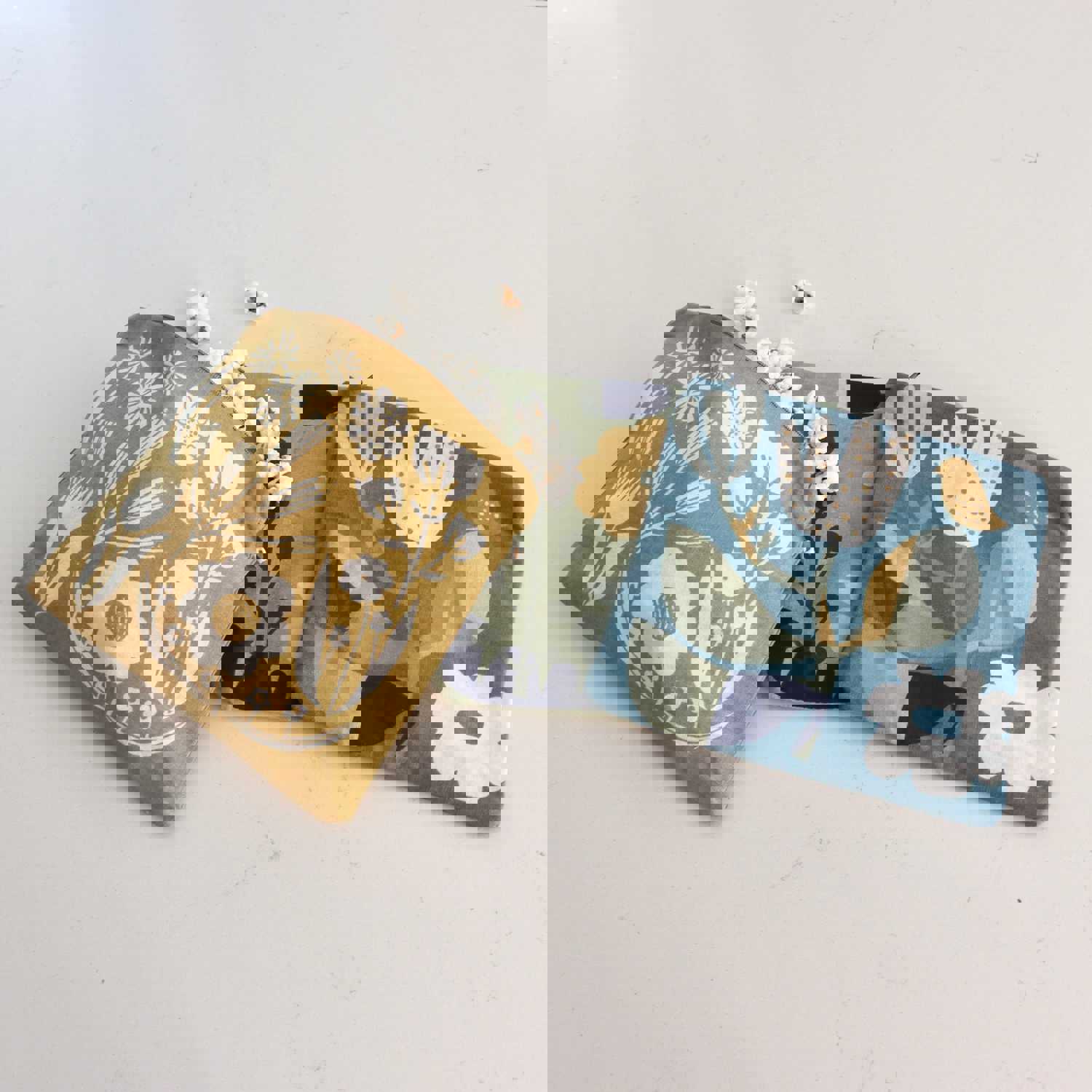 Spring Tulips Cotton Printed Square Food Pouches - Set of 3