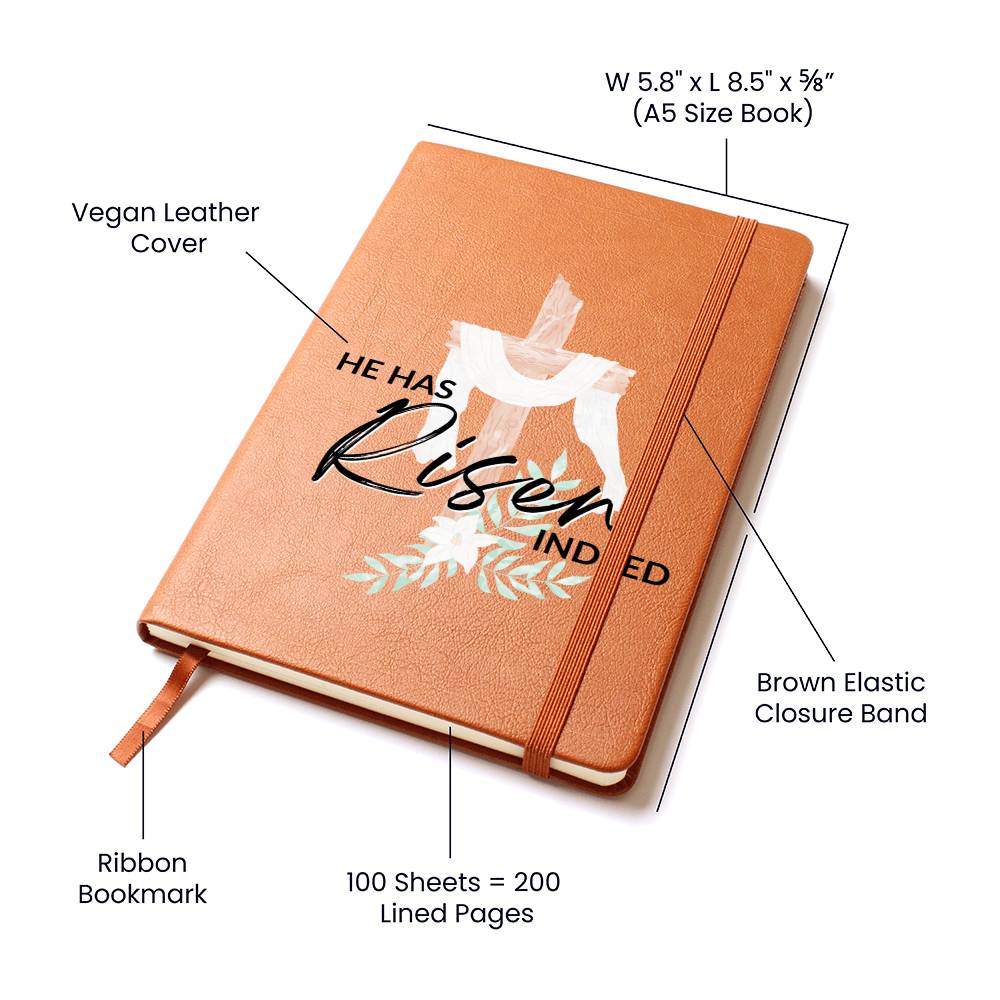 Christian Notebook - He Has Risen - Inspirational Leather Journal