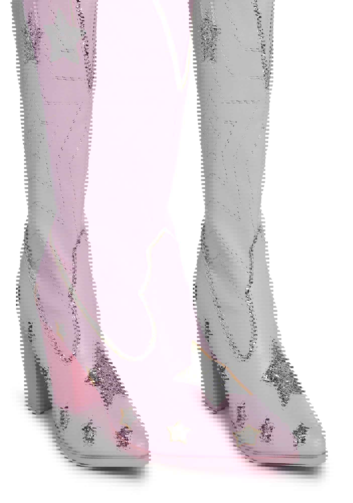 Pearl Star Space Cowgirl Boots - Pink/Silver