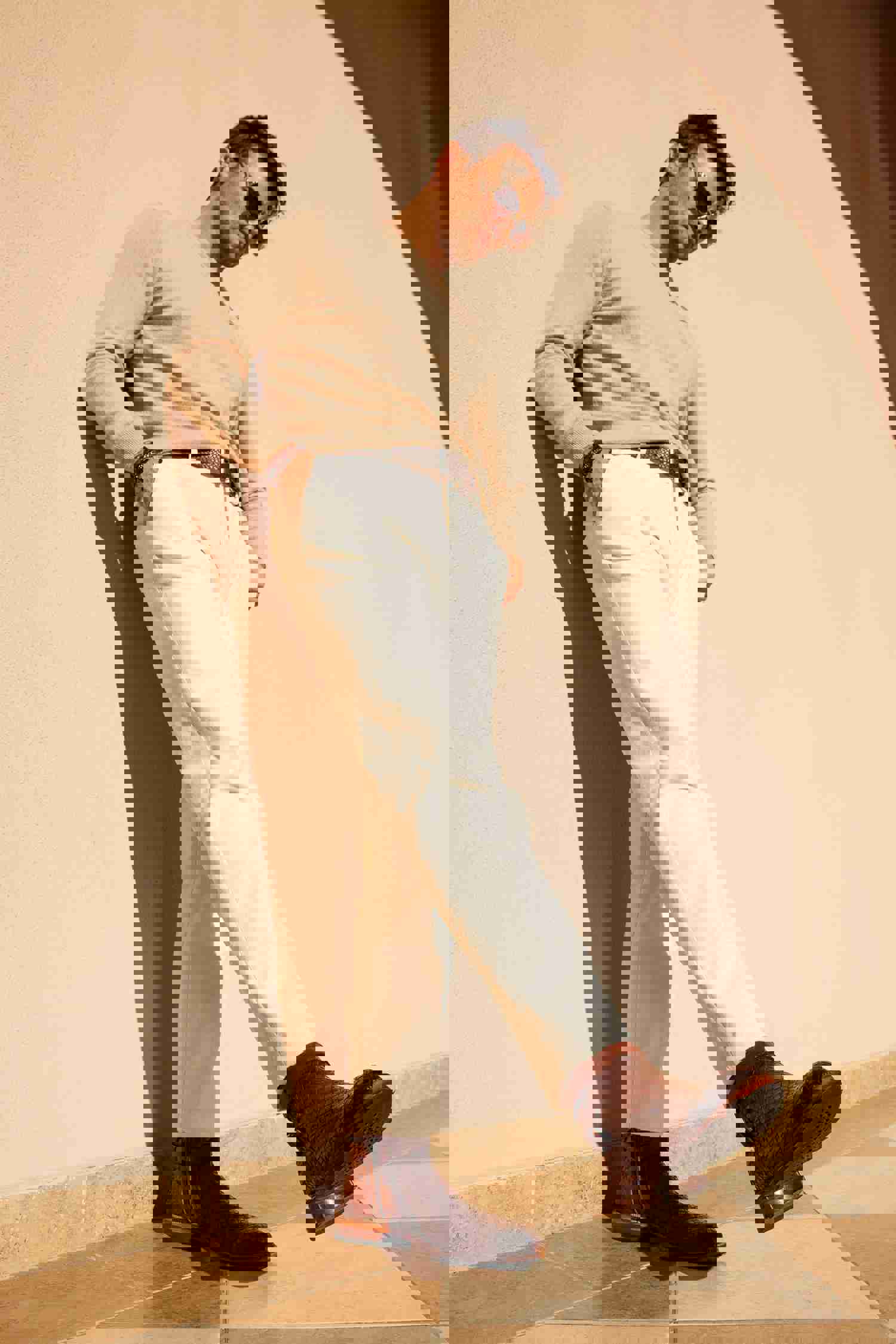 Morral Tan Handwoven Leather Cross Strap Buckle Zip-Up Men Boot