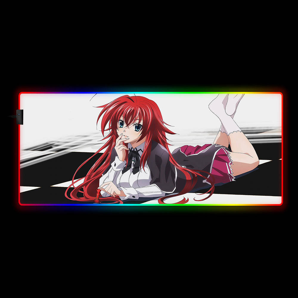 Rias Gremory RGB Gaming Mouse Pad with LED Lighting - Large Size for Gamers