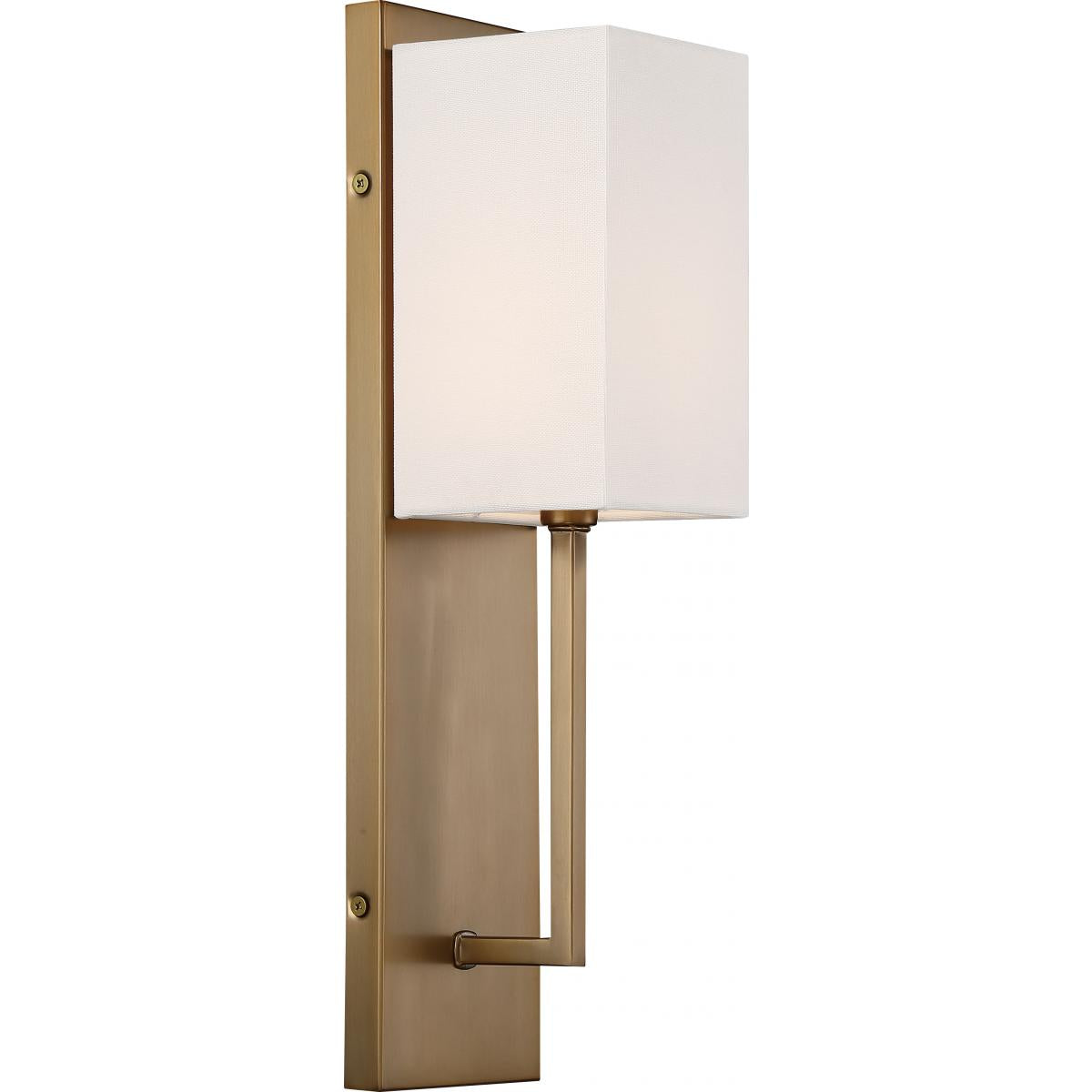 Vesey 1 Light Wall Sconce with White Linen Shade - Burnished Brass Finish