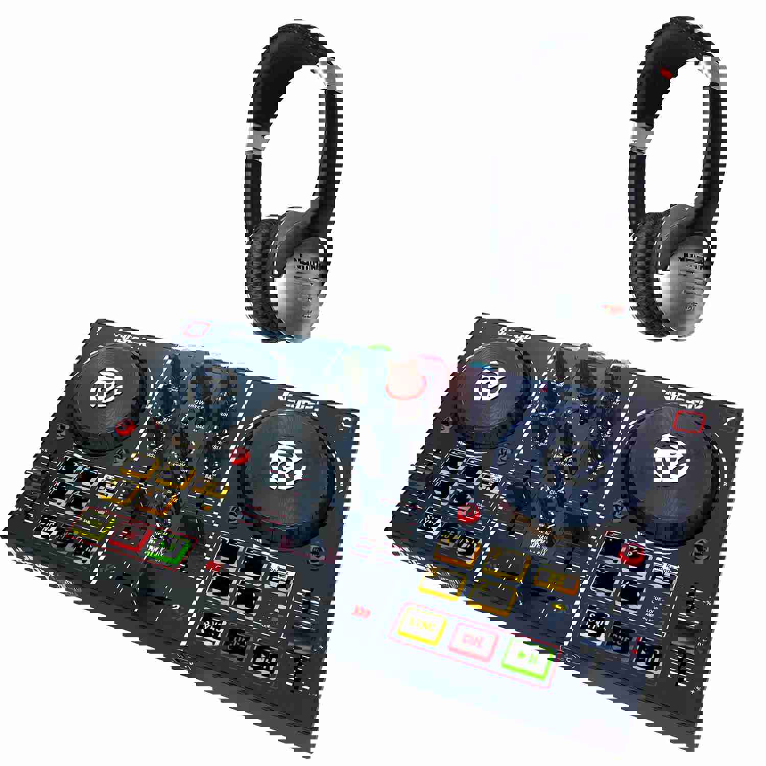 Numark PartyMix DJ Controller with Built-in Lightshow + HF125 Headphones